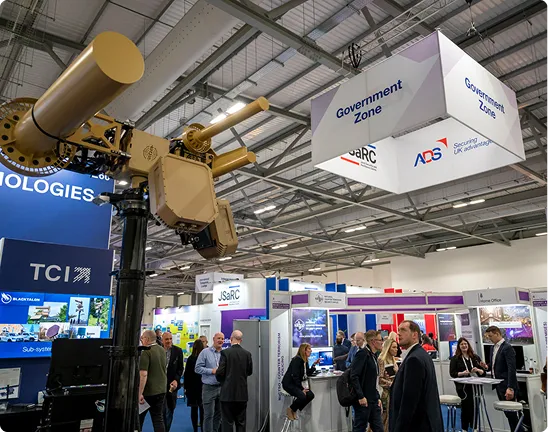 Visitors explore exhibition stands in the Government Zone at Security & Policing.
