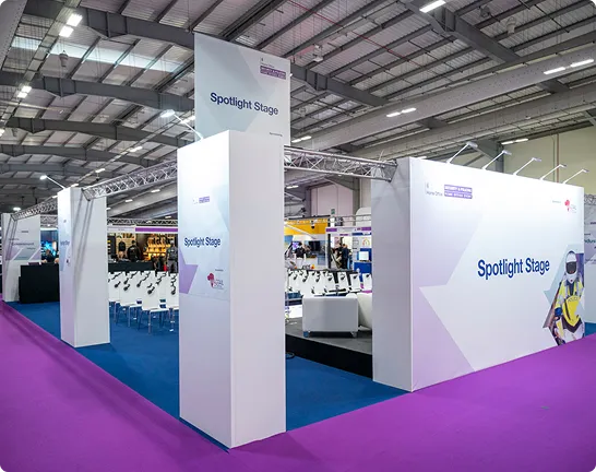 The entrance to the Spotlight Stage in the Security & Policing exhibition hall.