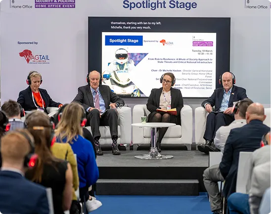 Panellists discuss security topics on the Spotlight Stage at Security & Policing.