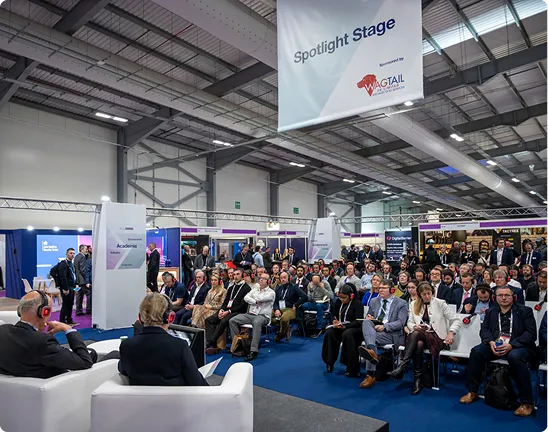 Attendees seated around the Spotlight Stage at Security & Policing.